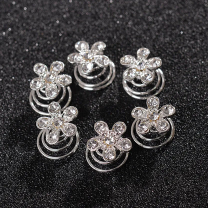 Retro Flower Alloy Inlay Rhinestones Hair Clip 1 Piece