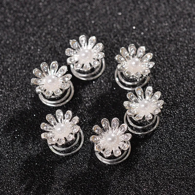 Retro Flower Alloy Inlay Rhinestones Hair Clip 1 Piece