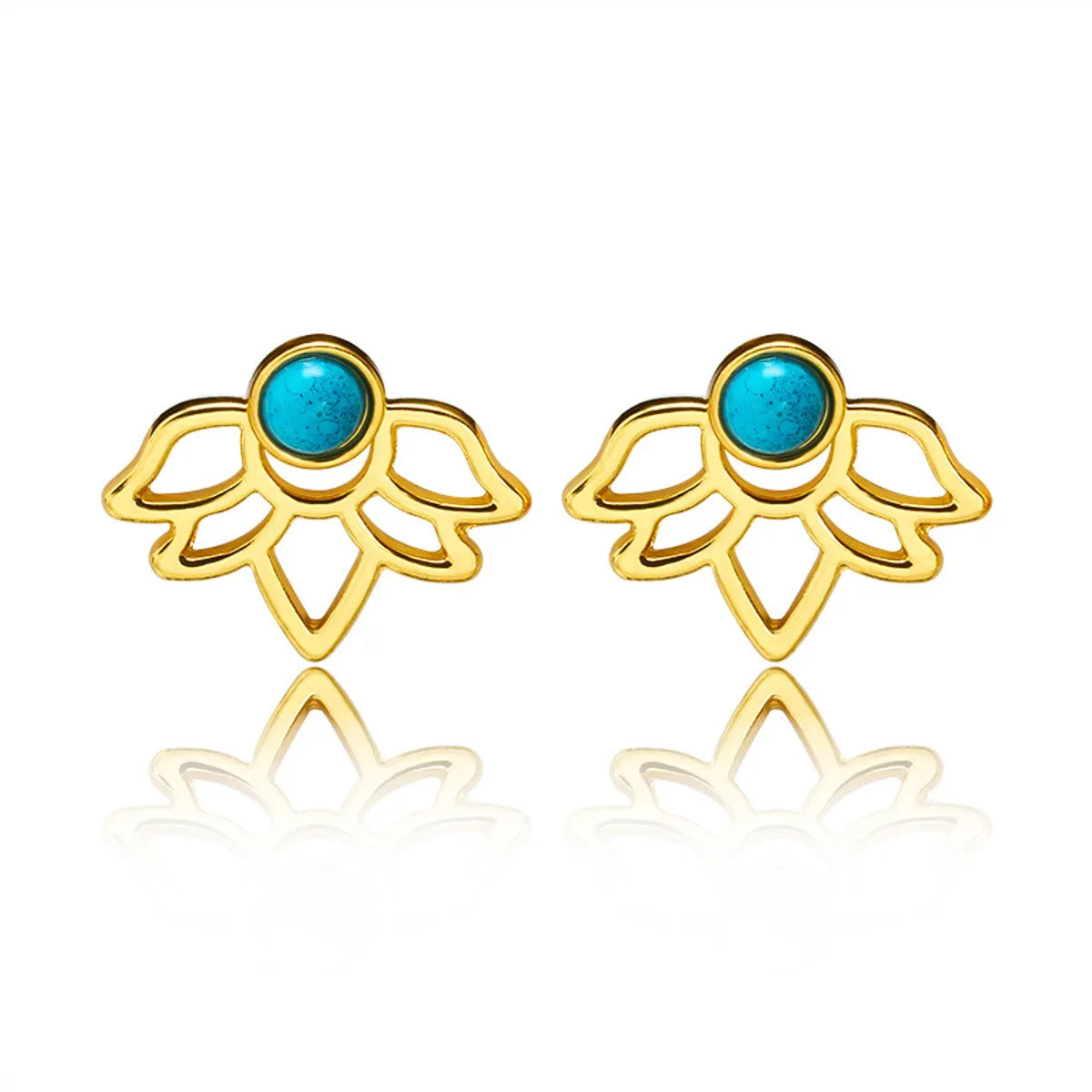 Retro Flower Alloy Inlay Turquoise Women'S Ear Studs