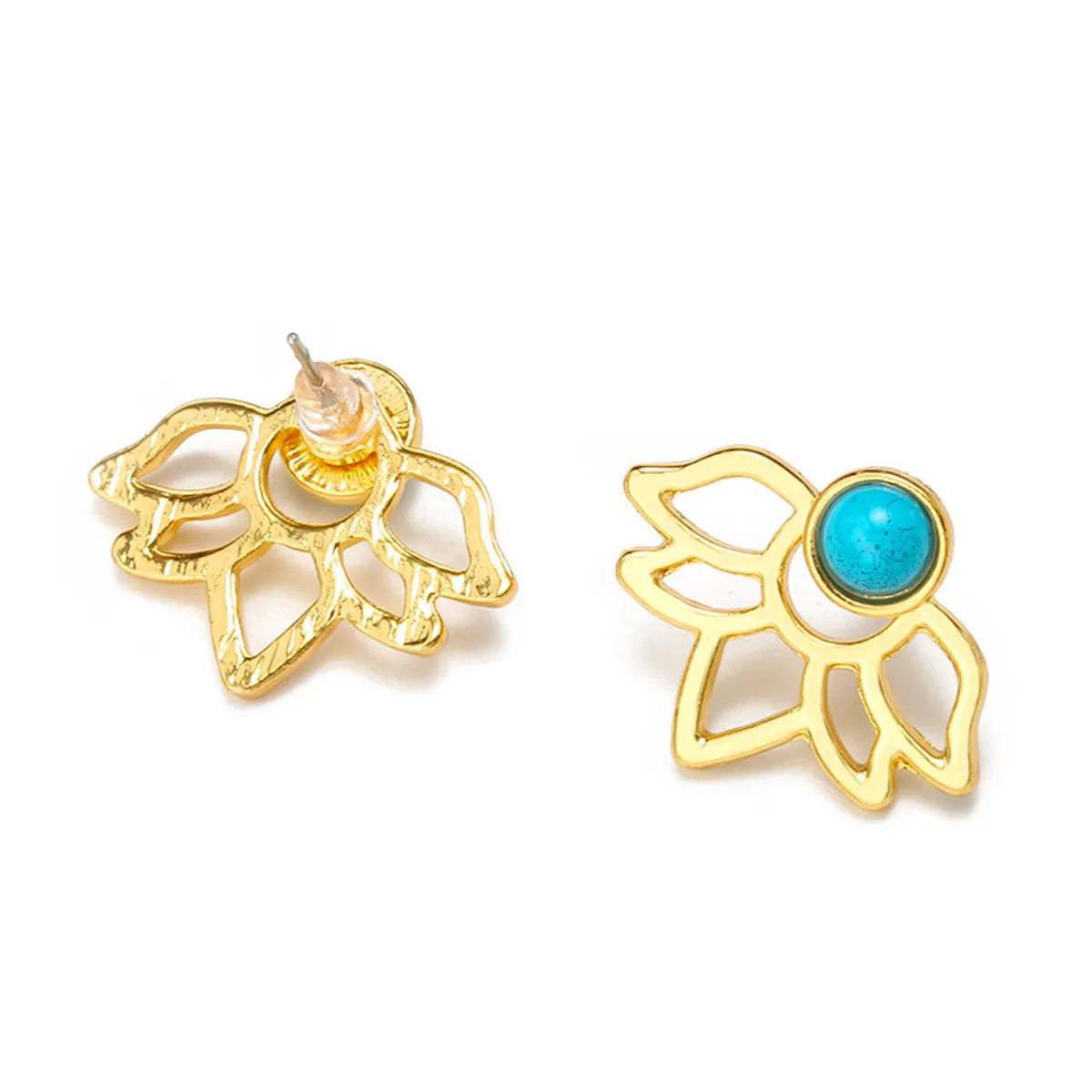 Retro Flower Alloy Inlay Turquoise Women'S Ear Studs