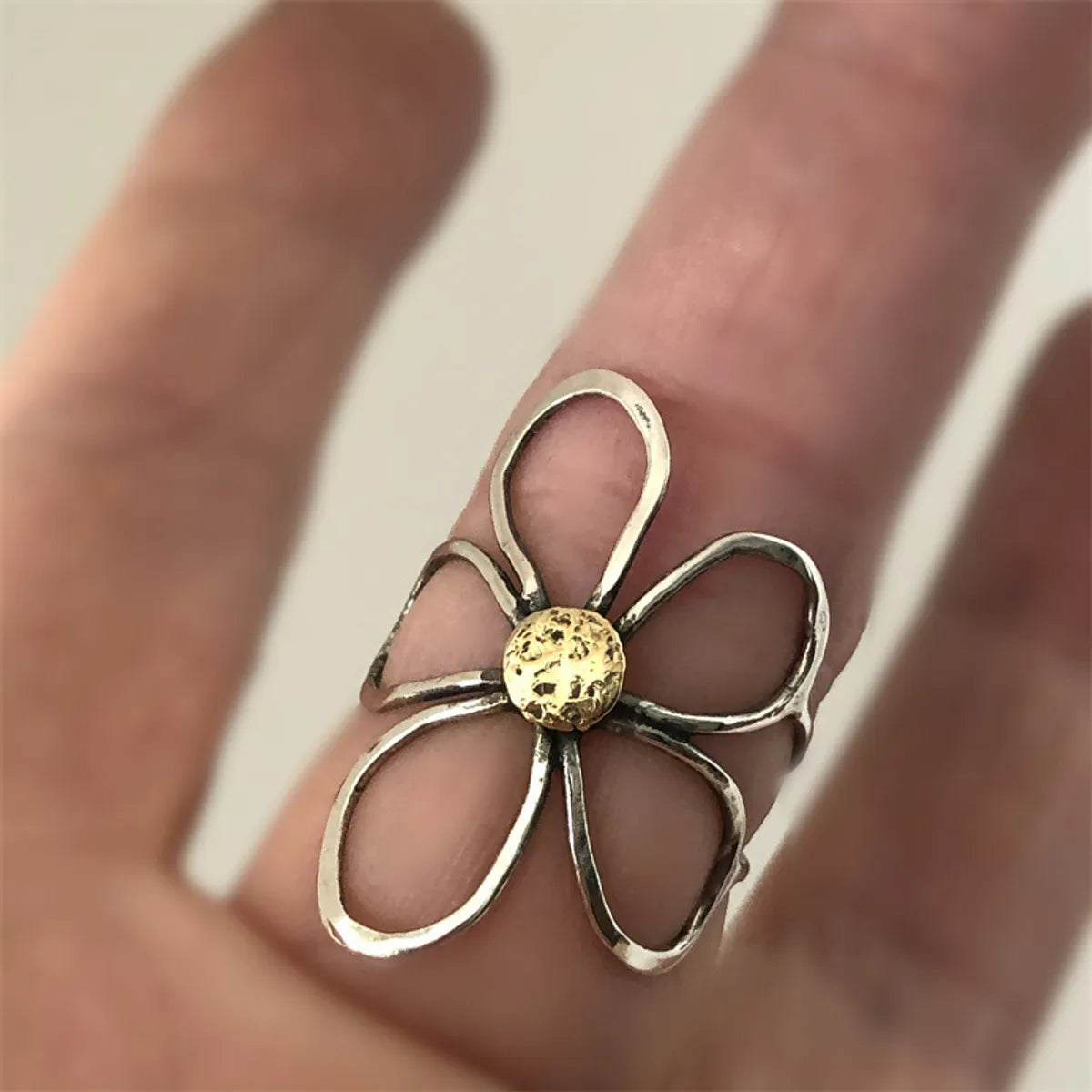 Retro Flower Alloy Plating Women'S Open Rings