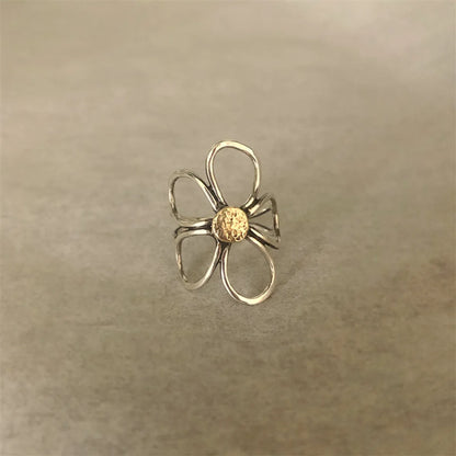 Retro Flower Alloy Plating Women'S Open Rings