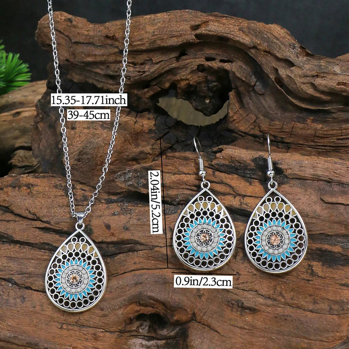 Retro Flower Alloy Turquoise Wholesale Jewelry Set