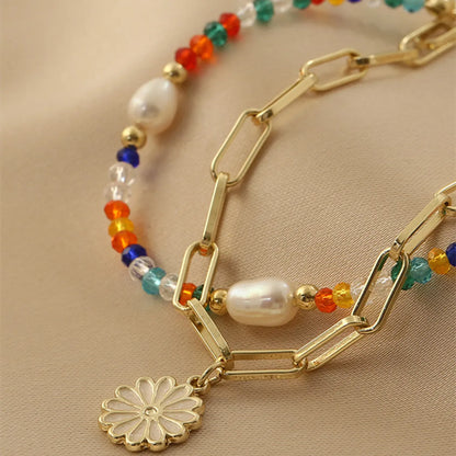 Retro Flower Arylic Alloy Wholesale Bracelets