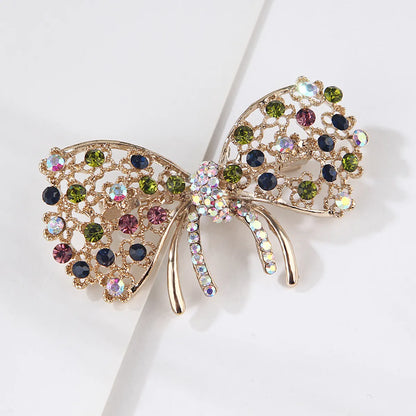 Retro Flower Bow Knot Alloy Inlay Artificial Pearls Rhinestones Women'S Brooches