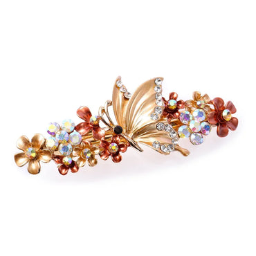 Retro Flower Butterfly Alloy Inlay Artificial Gemstones Hair Clip 1 Piece