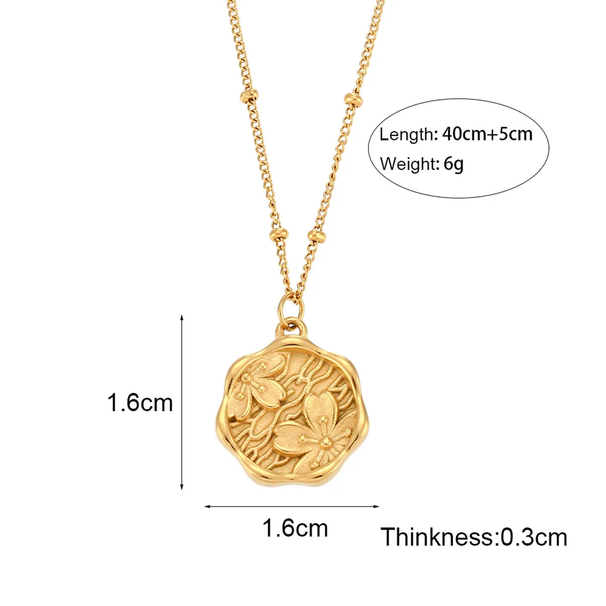 Wholesale Jewelry Retro Flower 304 Stainless Steel 18K Gold Plated Plating Necklace