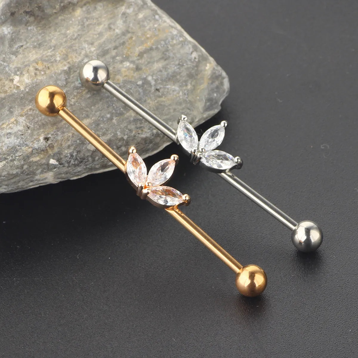 Retro Flower Stainless Steel Plating Belly Ring 1 Piece