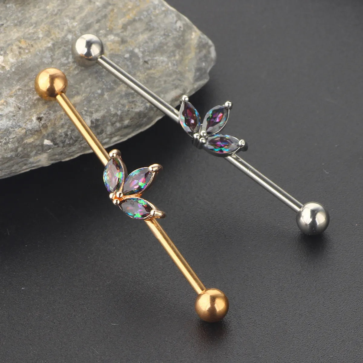 Retro Flower Stainless Steel Plating Belly Ring 1 Piece