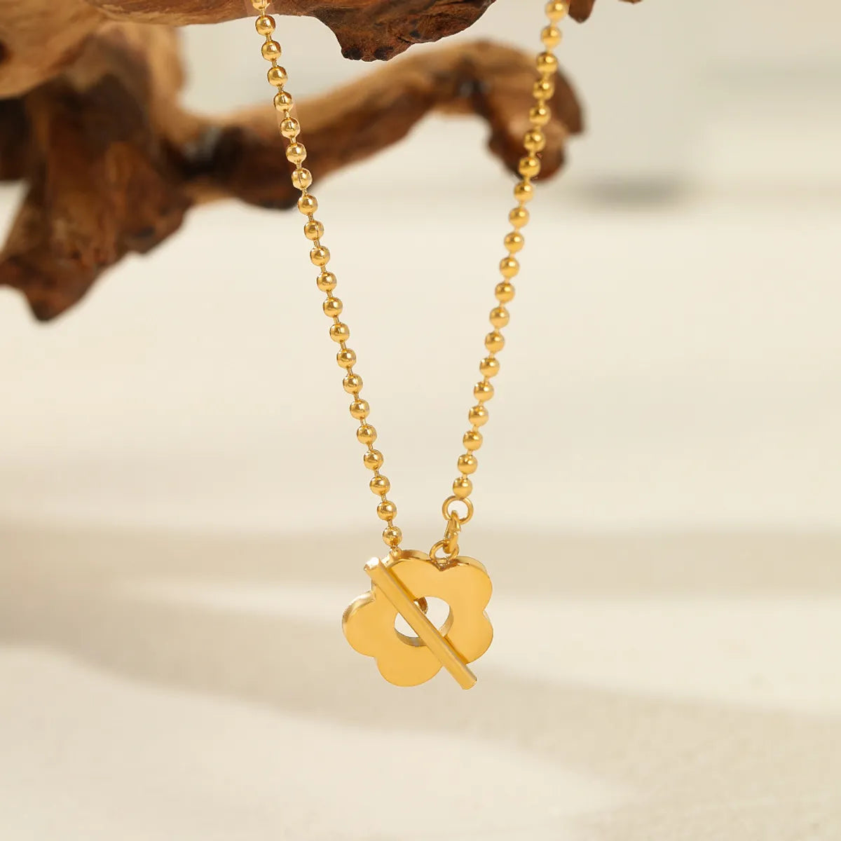 Retro Flower Stainless Steel Plating Necklace