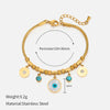 Retro Four Leaf Clover Eye Flower Stainless Steel Gold Plated Turquoise Bracelets