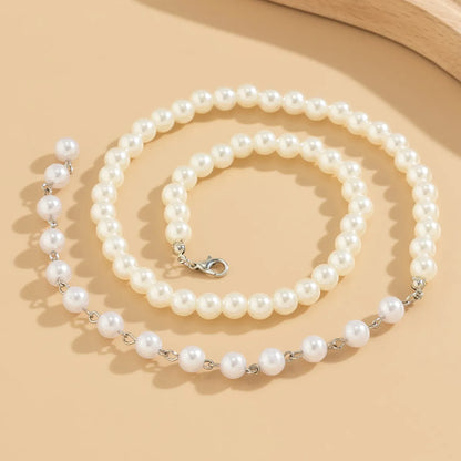 Retro French Style Classic Style Round Tassel Imitation Pearl Beaded Women's Necklace