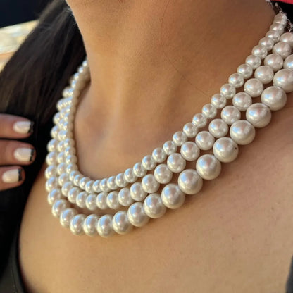 Retro French Style Round Artificial Pearl Shell Pearls Wholesale Necklace