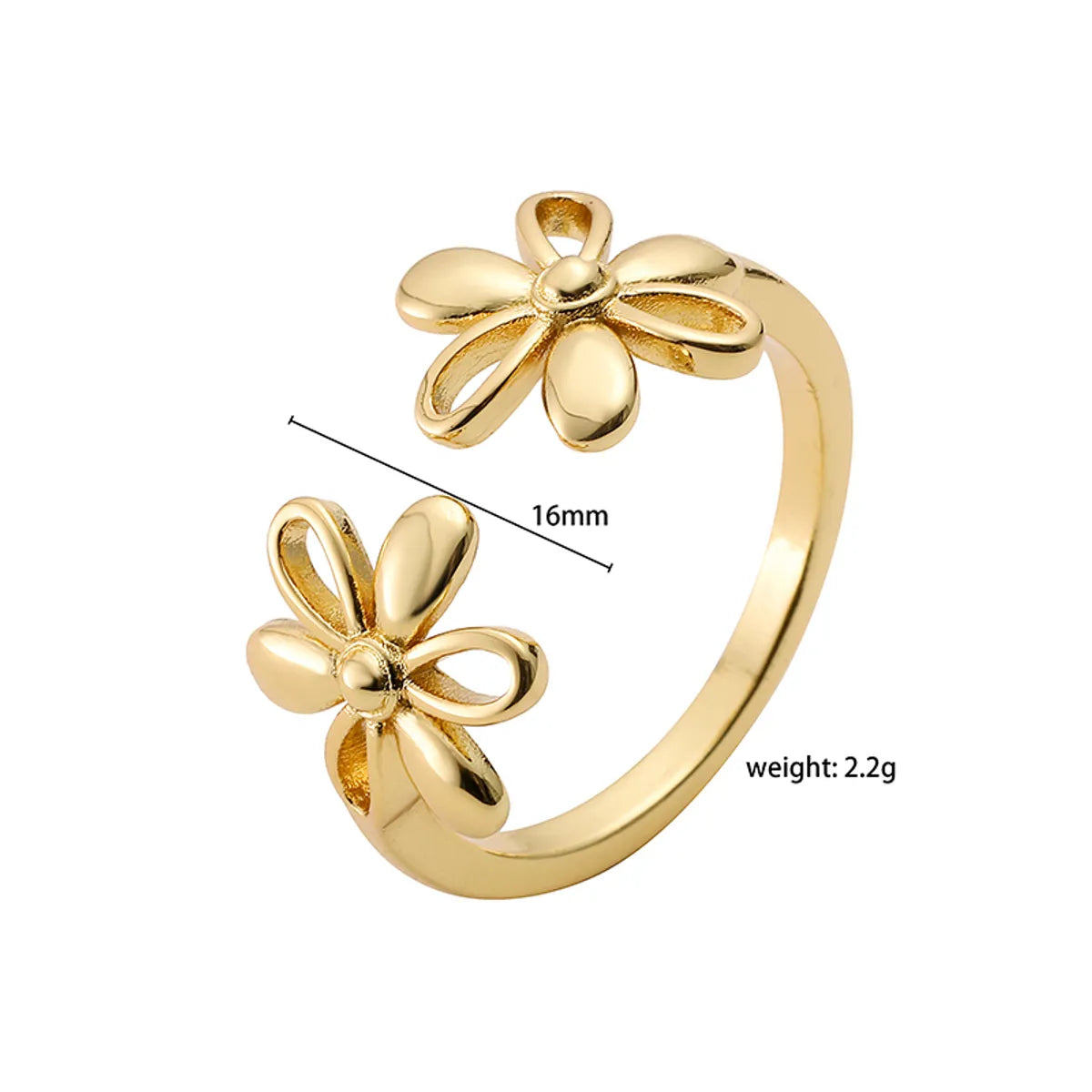 Retro French Style Simple Style Daisy Copper 18k Gold Plated Open Rings In Bulk