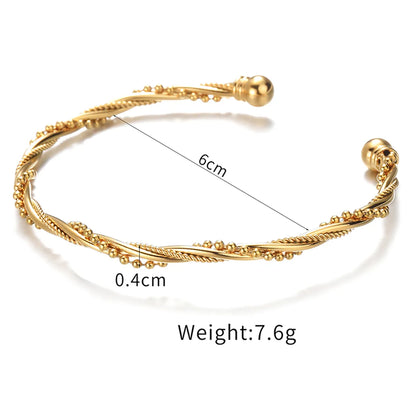 Retro French Style Solid Color 201 Stainless Steel 304 Stainless Steel 18K Gold Plated Bangle In Bulk