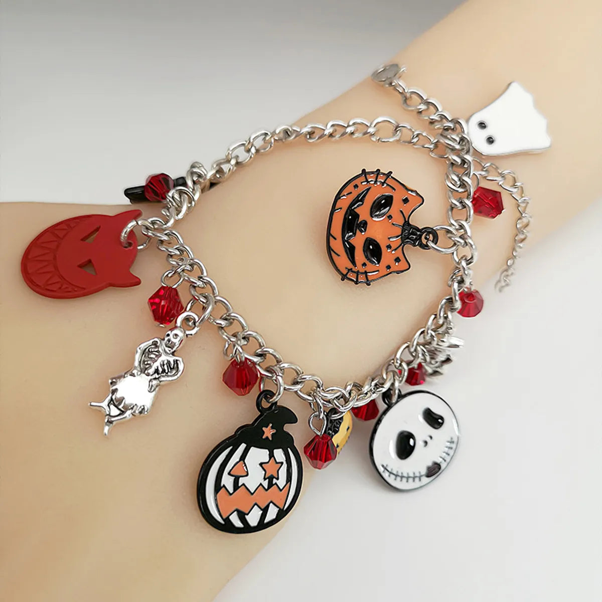 Retro Funny Halloween Pattern Pumpkin Bat Metal Halloween Women'S Bracelets