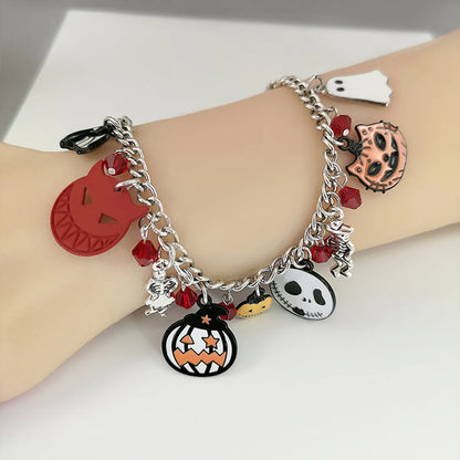 Retro Funny Halloween Pattern Pumpkin Bat Metal Halloween Women'S Bracelets