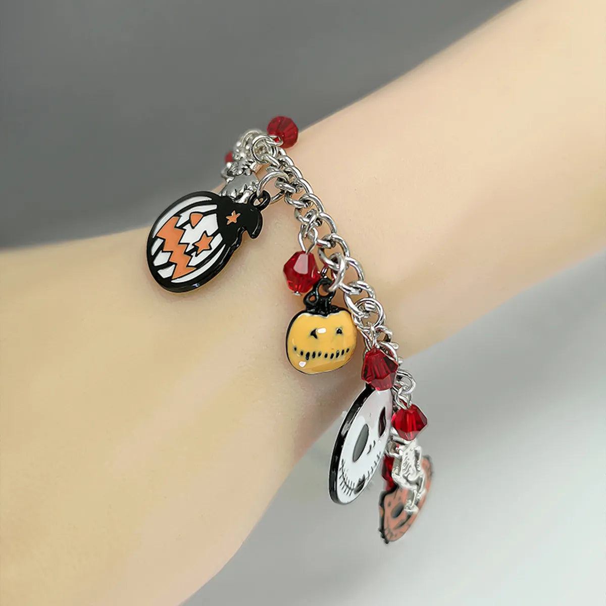 Retro Funny Halloween Pattern Pumpkin Bat Metal Halloween Women'S Bracelets