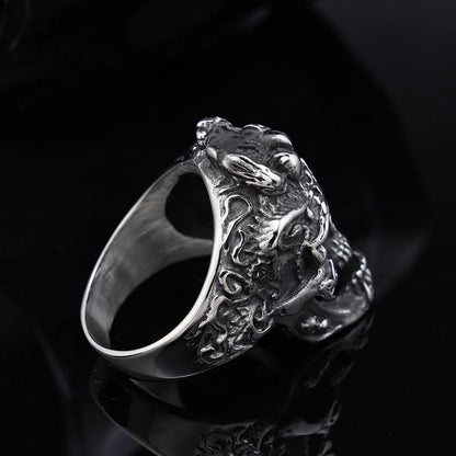 Retro Funny Punk Mask Skull 304 Stainless Steel Polishing Halloween Men'S Wide Band Rings