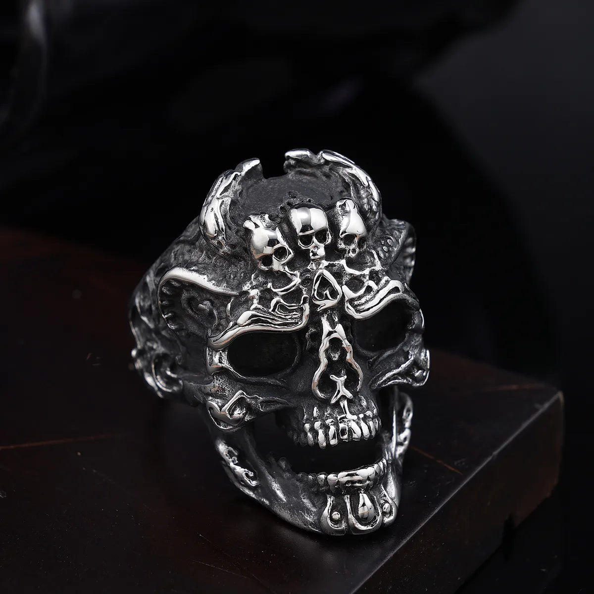 Retro Funny Punk Mask Skull 304 Stainless Steel Polishing Halloween Men'S Wide Band Rings