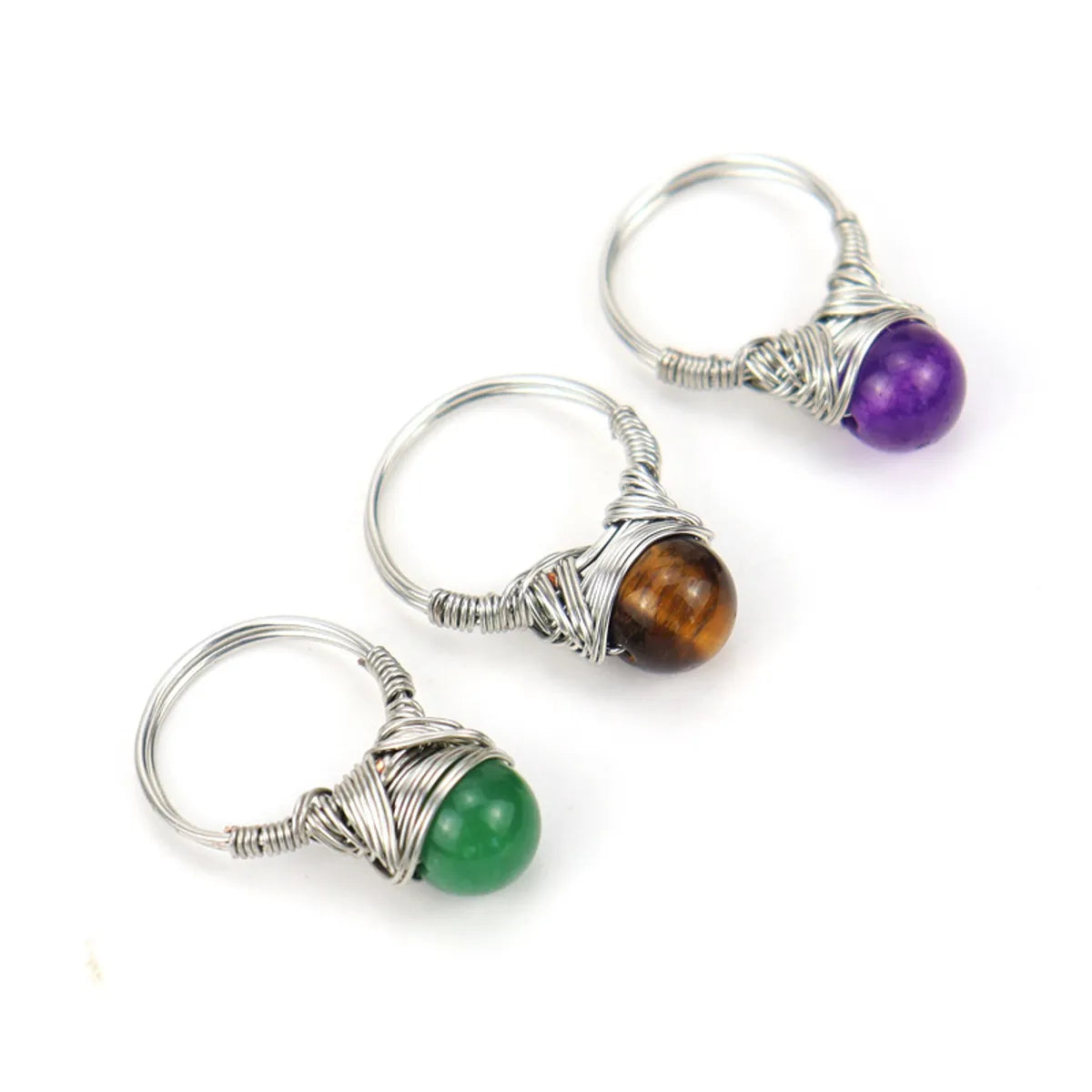 Retro Geometric Agate Plating Rings 1 Piece