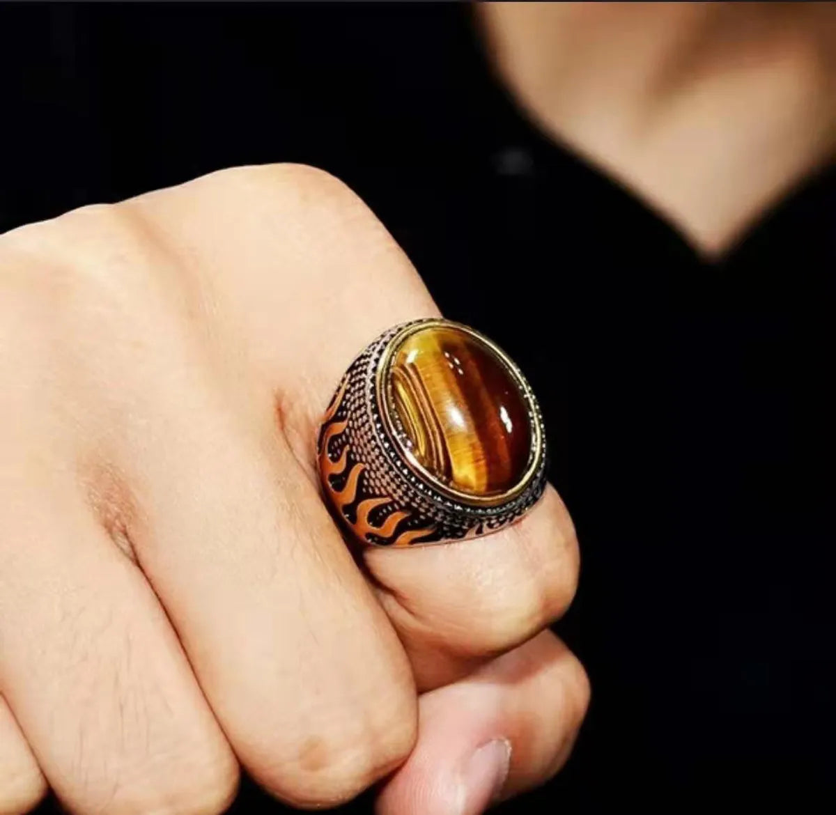 Retro Geometric Alloy Artificial Gemstones Men's Rings