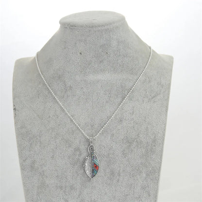 Retro Geometric Alloy Inlay Natural Stone Silver Plated Women's Necklace