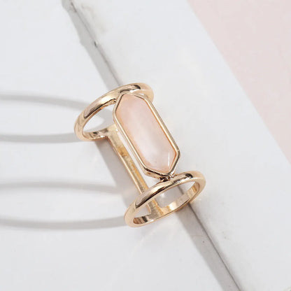 Retro Geometric Alloy Inlay Natural Stone Women's Rings