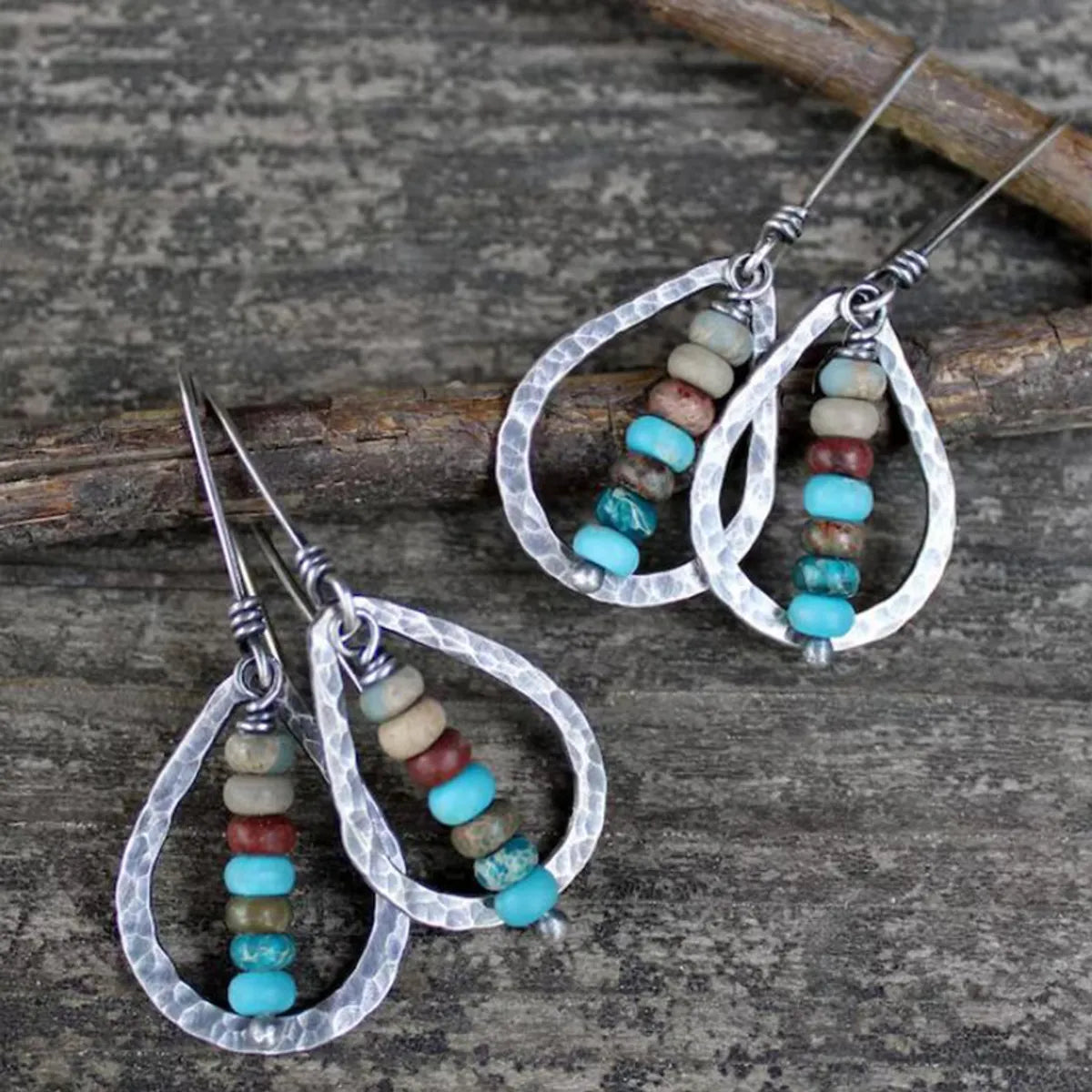 Retro Geometric Alloy Inlay Turquoise Women's Drop Earrings