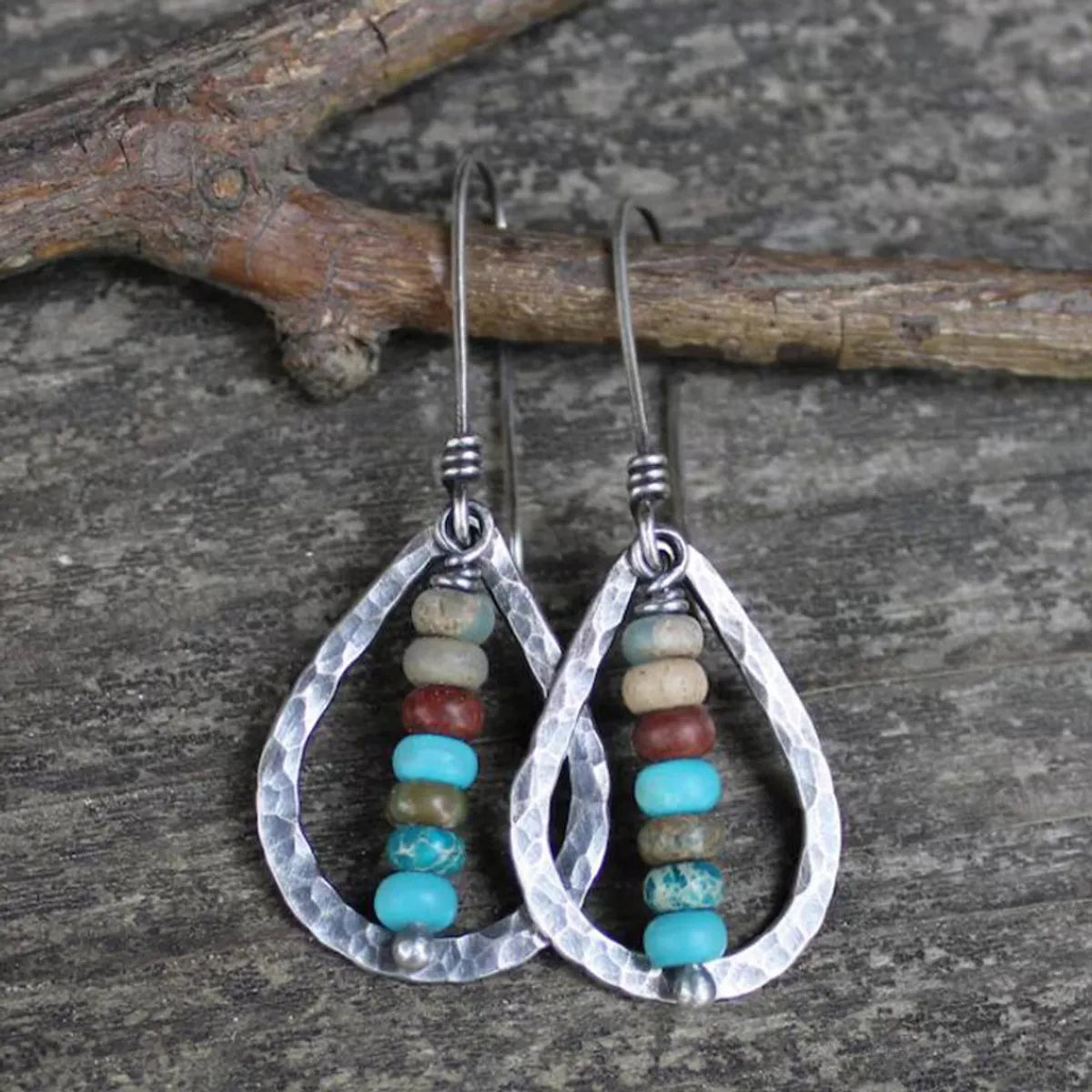 Retro Geometric Alloy Inlay Turquoise Women's Drop Earrings