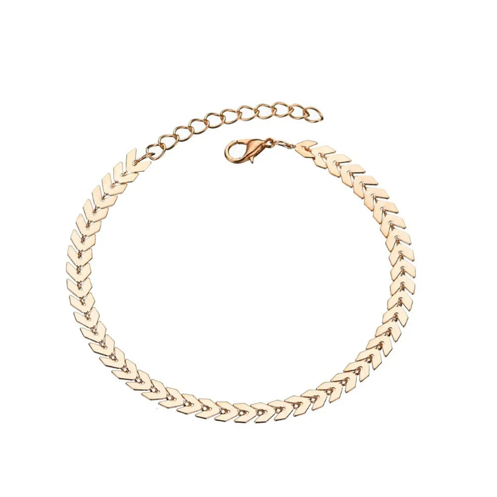 Retro Geometric Alloy Plating Anklet