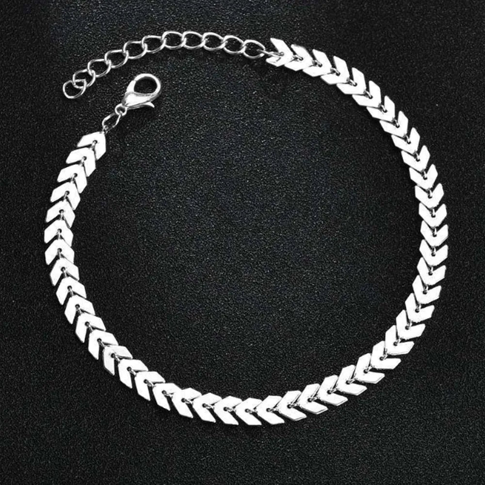 Retro Geometric Alloy Plating Anklet