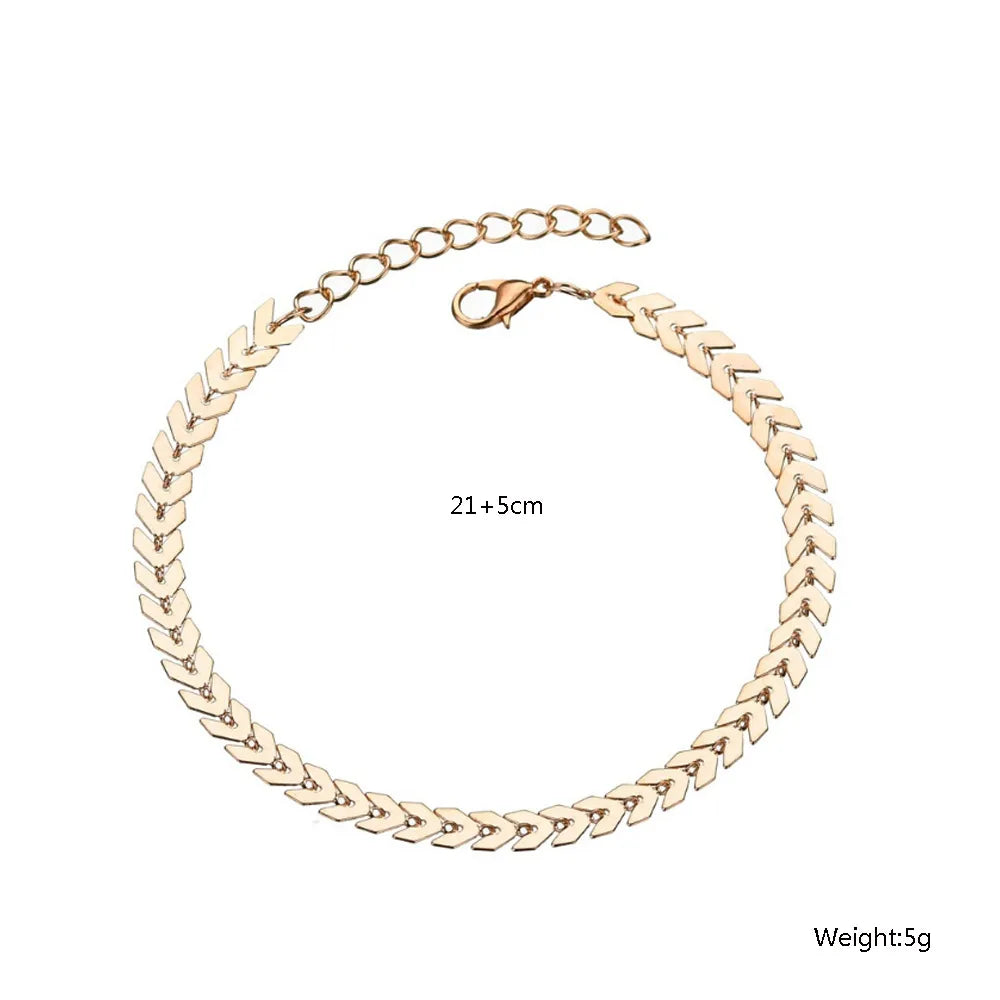 Retro Geometric Alloy Plating Anklet