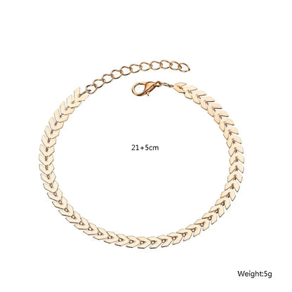 Retro Geometric Alloy Plating Anklet