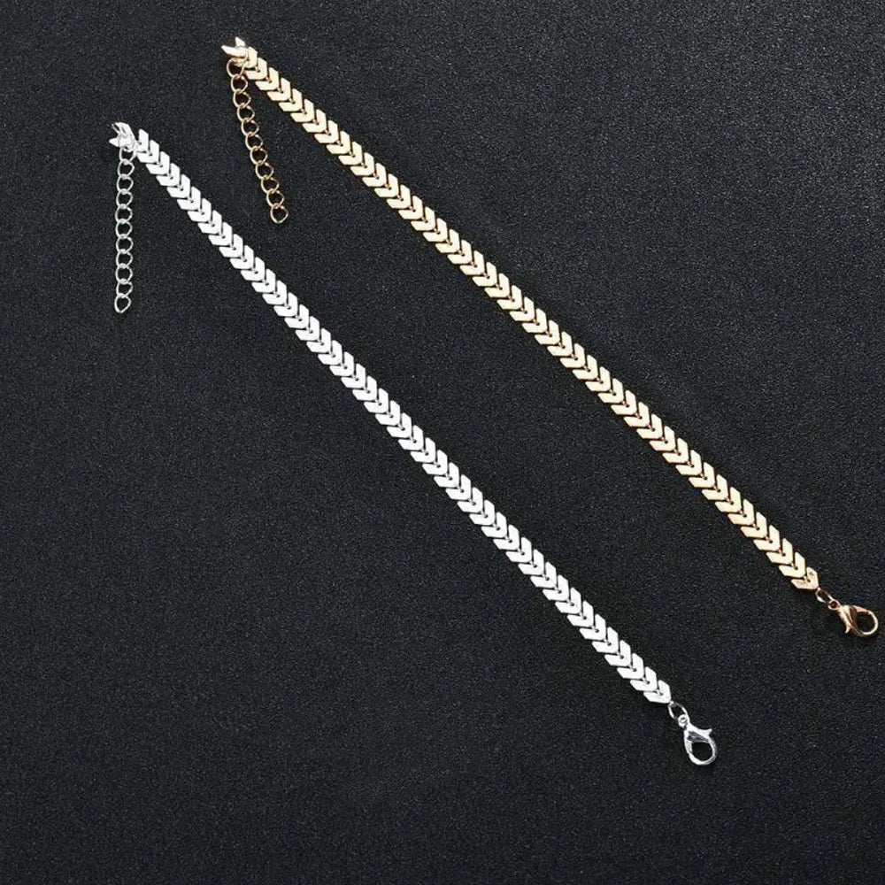 Retro Geometric Alloy Plating Anklet