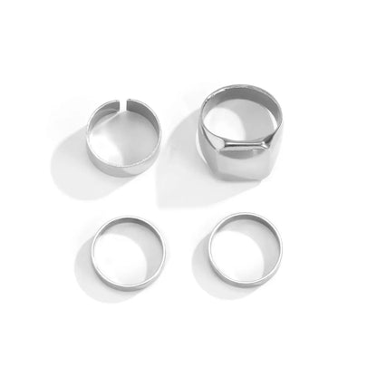 Retro Geometric Alloy Plating Rings 4 Pieces