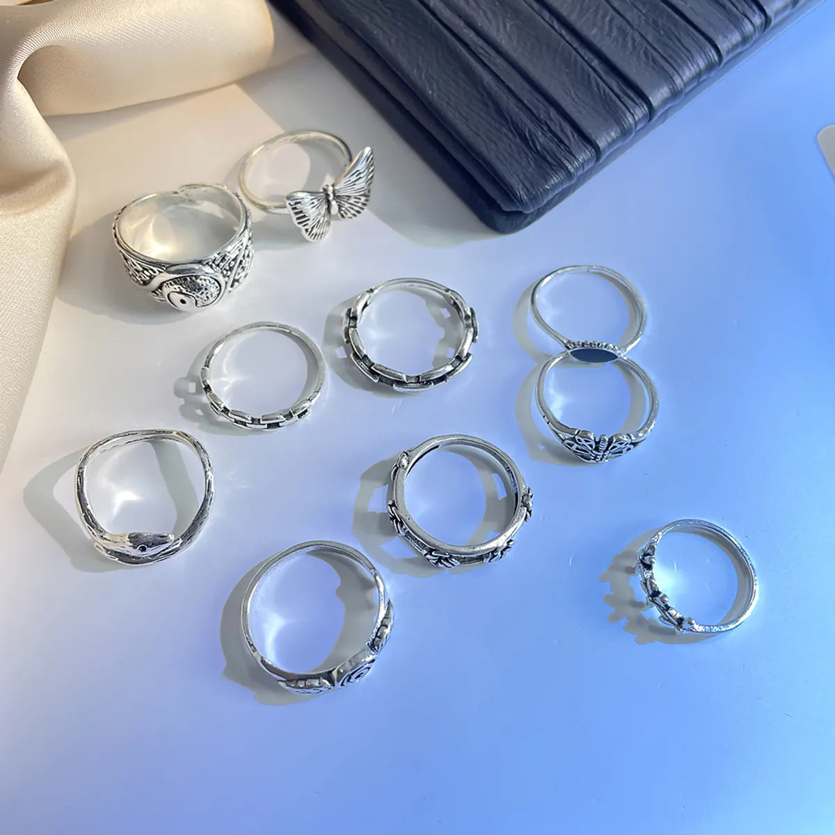 Retro Geometric Alloy Plating Women's Rings 10 Pieces