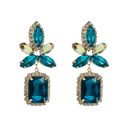 Retro Geometric Alloy Rhinestones Glass Women'S Drop Earrings 1 Pair