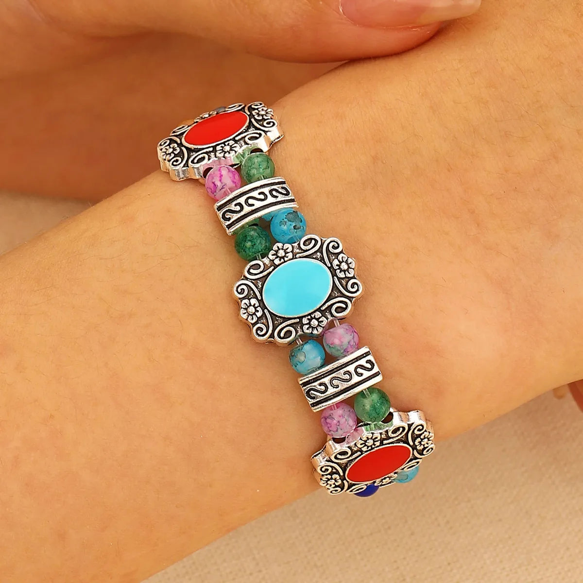 Retro Geometric Alloy Turquoise Wholesale Bracelets