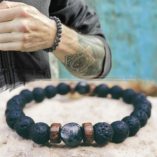 Retro Geometric Alloy Volcanic Rock Bracelets