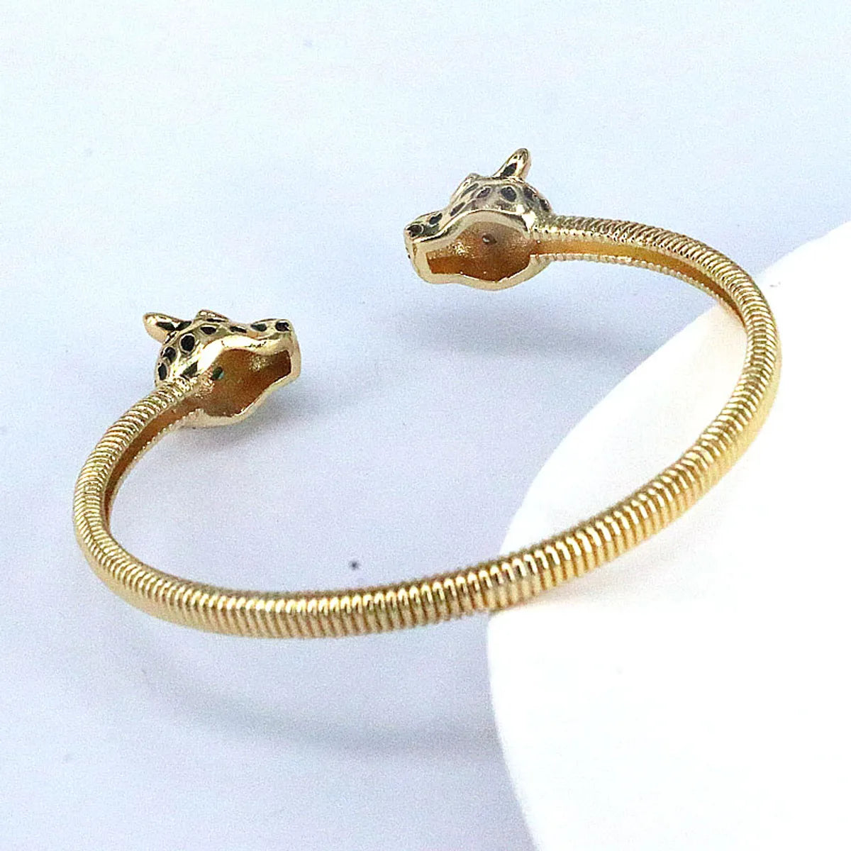 Retro Geometric Animal Leopard Copper Gold Plated Zircon Bangle 1 Piece