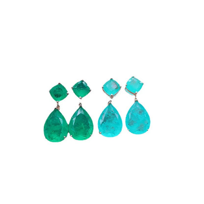 Retro Geometric Artificial Gemstones Women's Drop Earrings 1 Pair