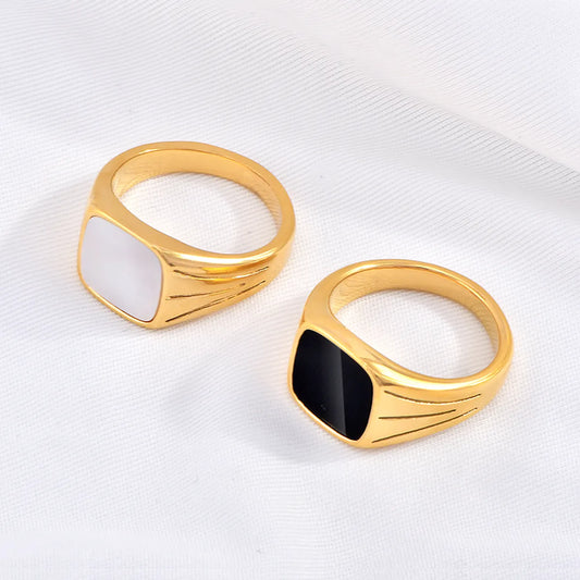 Retro Geometric Arylic Titanium Steel Women's Rings