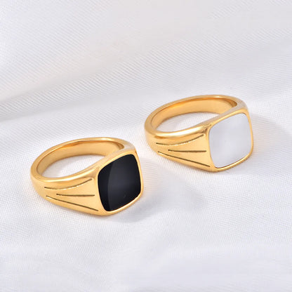 Retro Geometric Arylic Titanium Steel Women's Rings