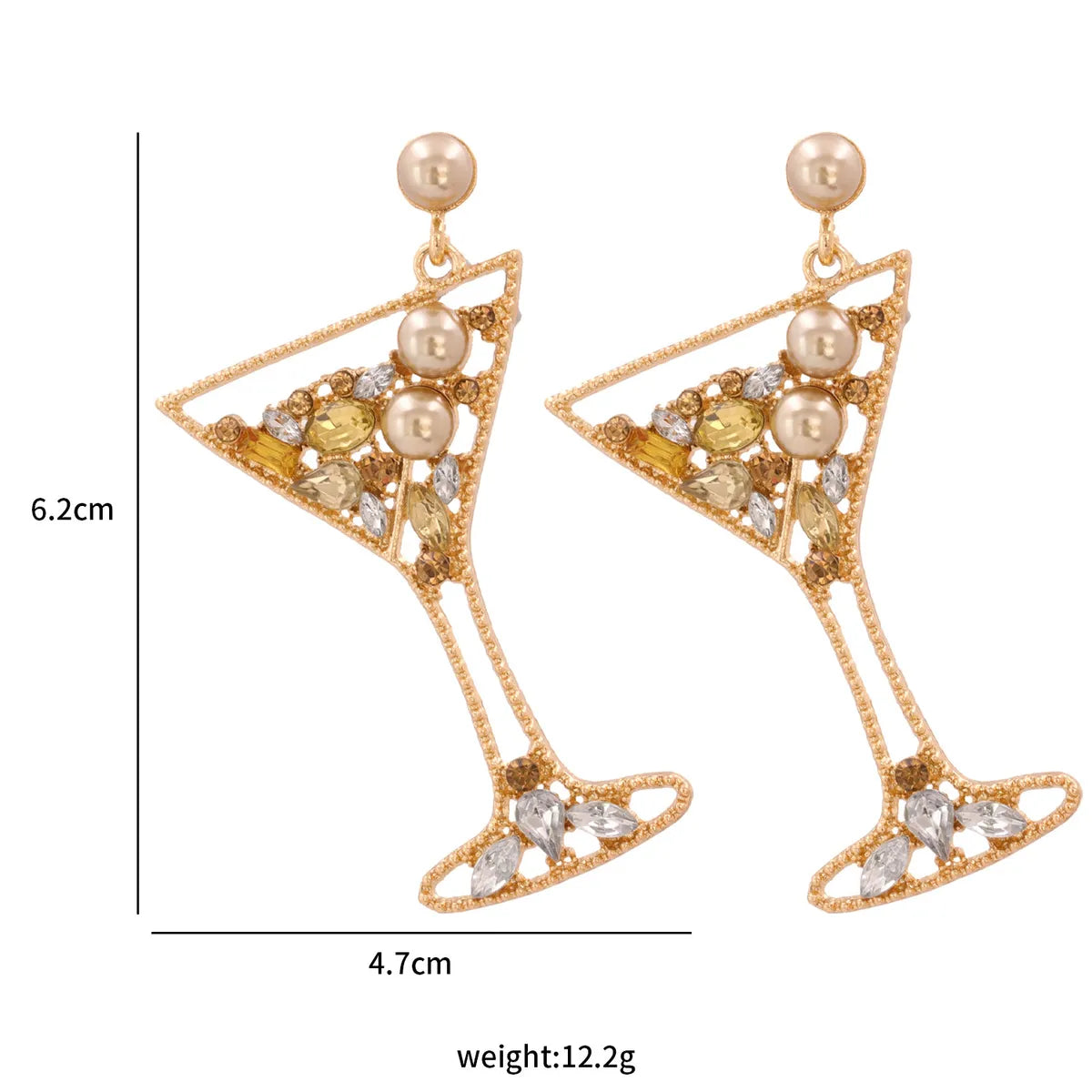 Retro Geometric Champagne Glasses Earrings