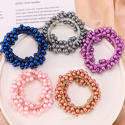 Retro Geometric Cloth Beaded Hair Tie