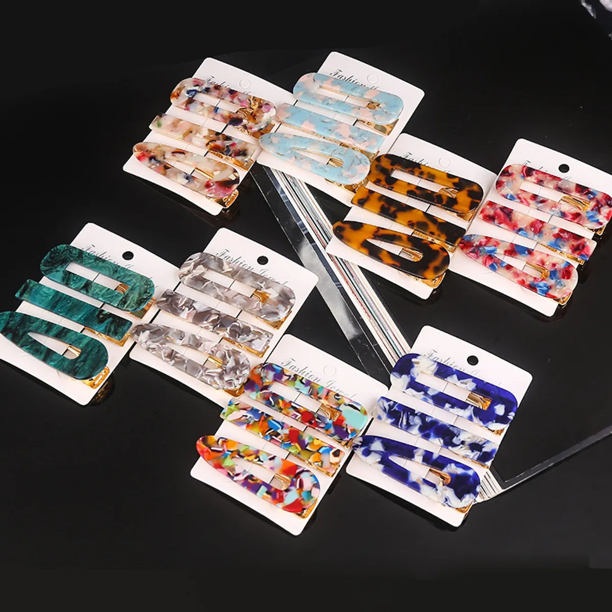 Retro Geometric Color Block Acetic Acid Sheets Hair Clip 3 Piece Set