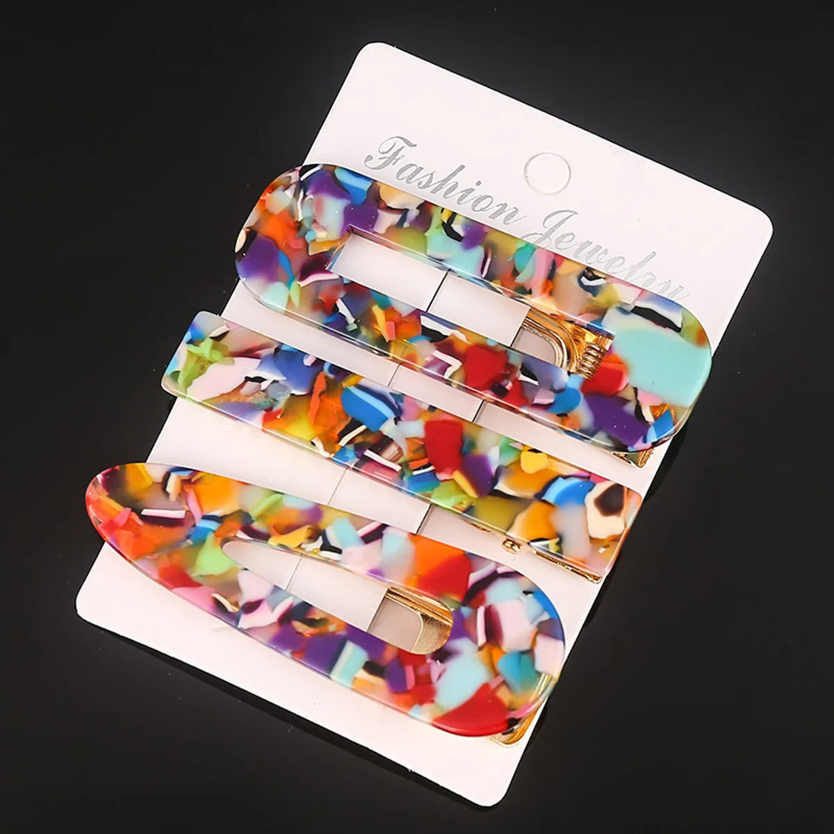 Retro Geometric Color Block Acetic Acid Sheets Hair Clip 3 Piece Set