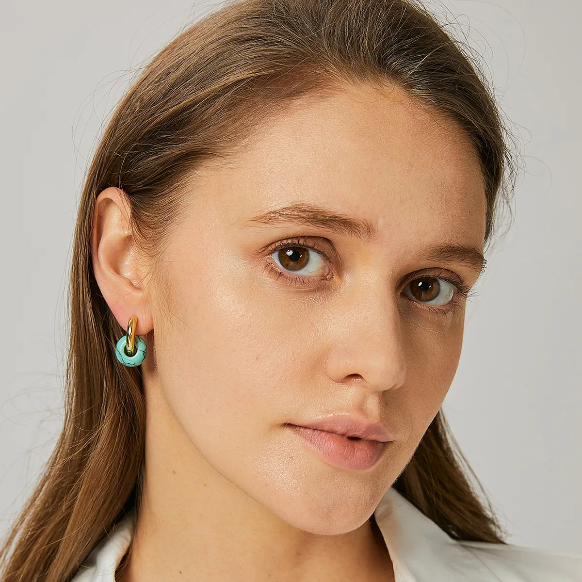 Retro Geometric Copper Earrings Plating Turquoise Copper Earrings