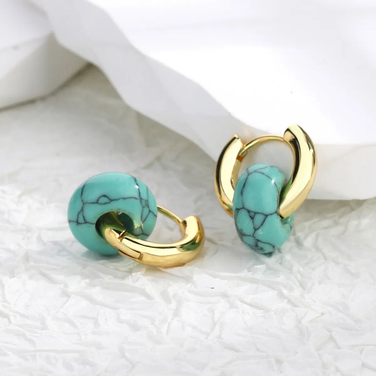 Retro Geometric Copper Earrings Plating Turquoise Copper Earrings